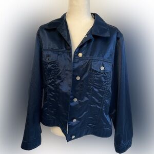 Chico’s Blue Button Down Shirt Jacket Shacket